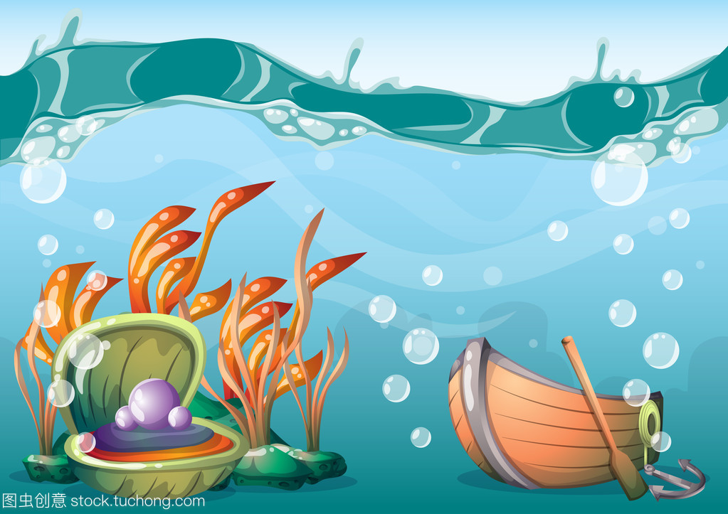 卡通矢量水下背景分离层为游戏艺术和动画